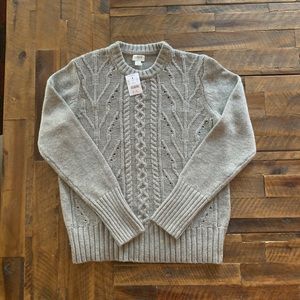 J Crew Pointelle Cable Front Sweater